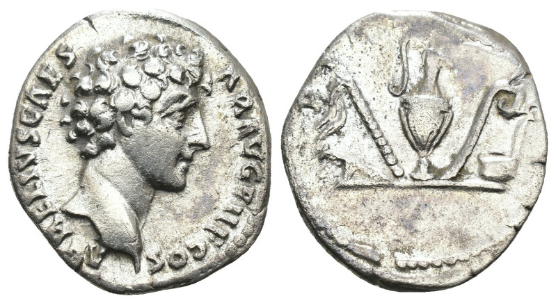 Marcus Aurelius. (140-144 AD) AR Denar. Rome. Obv: AVRELIVS CAESAR AVG PII F COS...