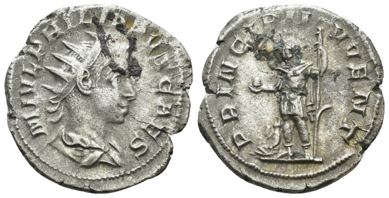 Philippus II. (247-249 AD) AR Denar. Rome. Weight 3.44 gr - Diameter 23 mm