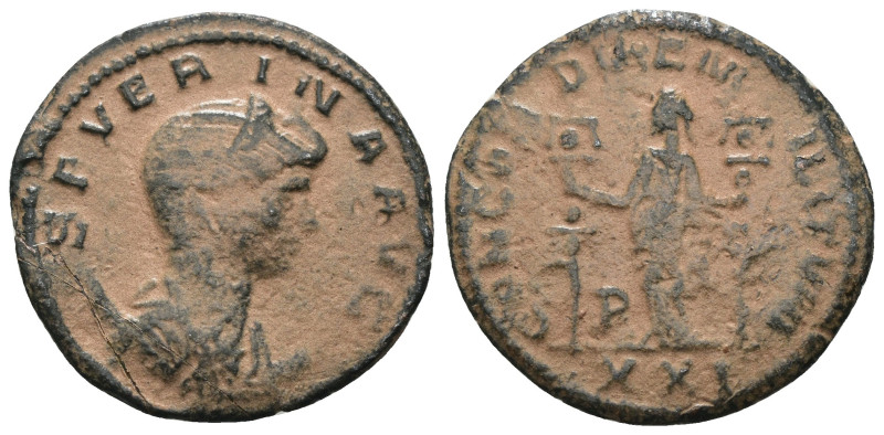 Ulpia Severina. (270-275 AD). BI Antoninian. Rome. Obv: SEVERINA AVG. diademed b...