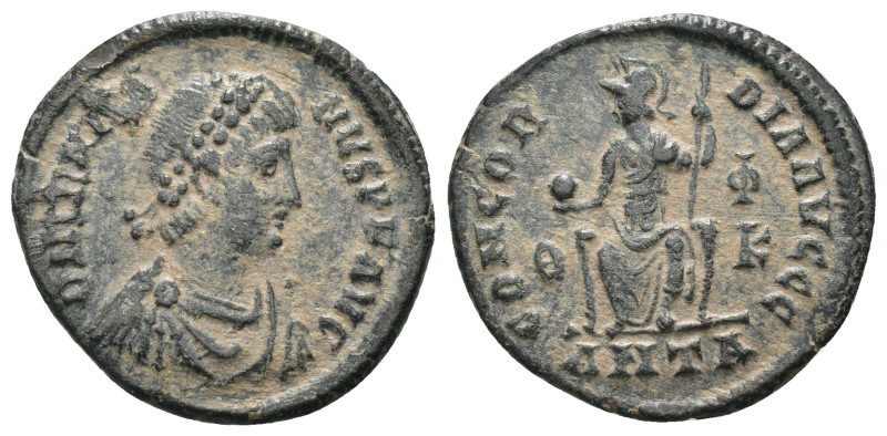 Valetinian II. (378-383 AD). Æ Follis. Antioch. Obv: D N VALETINIANVS P F AVG. p...