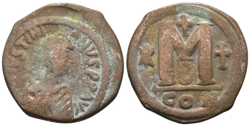 Justinian I. (527-565 AD) Æ Follis. Constantinople. Obv: D N IVSTINIANVS PP AVI....