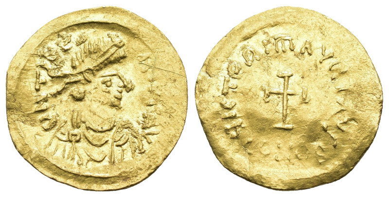 Maurice Tiberius. (583-602 AD) AV Tremissis. Constantinople. Obv: DN TIBERIP AV....