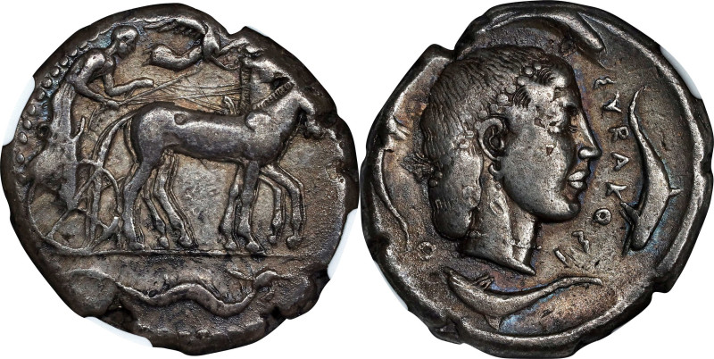 SICILY. Syracuse. Second Democracy, 466-406 B.C. AR Tetradrachm (16.85 gms), ca....