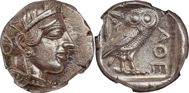 ATTICA. Athens. AR Tetradrachm (17.19 gms), ca. 454-404 B.C. NGC MS, Strike: 4/5...