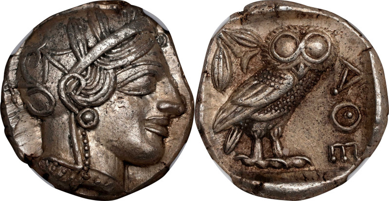 ATTICA. Athens. AR Tetradrachm (17.15 gms), ca. 454-404 B.C. NGC Ch AU, Strike: ...