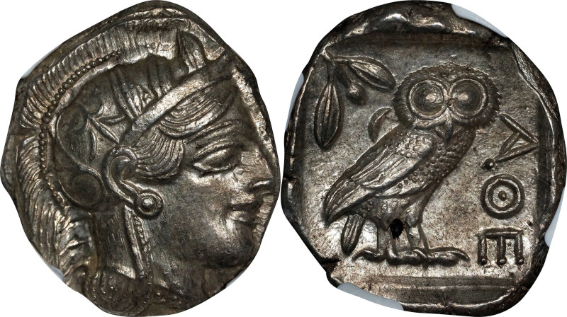 ATTICA. Athens. AR Tetradrachm (17.23 gms), ca. 454-404 B.C. NGC Ch AU, Strike: ...