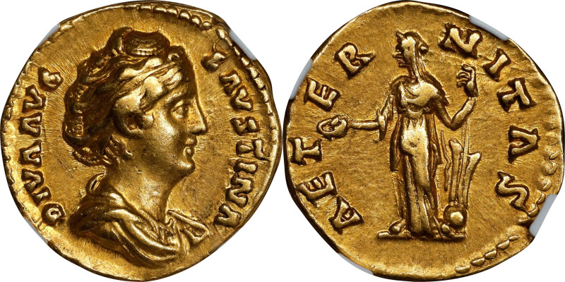 DIVA FAUSTINA SENIOR (Died A.D. 140/1). AV Aureus (7.15 gms), Rome Mint, commemo...