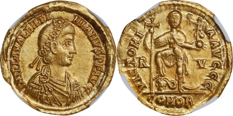 VALENTINIAN III, A.D. 425-455. AV Solidus (4.53 gms), Ravenna Mint, ca. A.D. 426...