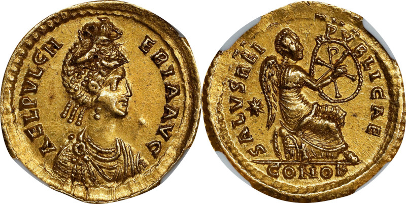 AELIA PULCHERIA (SISTER OF THEODOSIUS II & WIFE OF MARCIAN), 414-453 A.D. AV Sol...