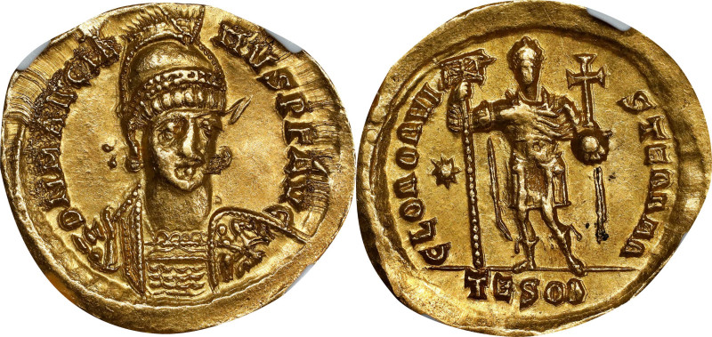 MARCIAN, A.D. 450-457. AV Solidus (4.34 gms), Thessalonica Mint, A.D. 450-457. N...