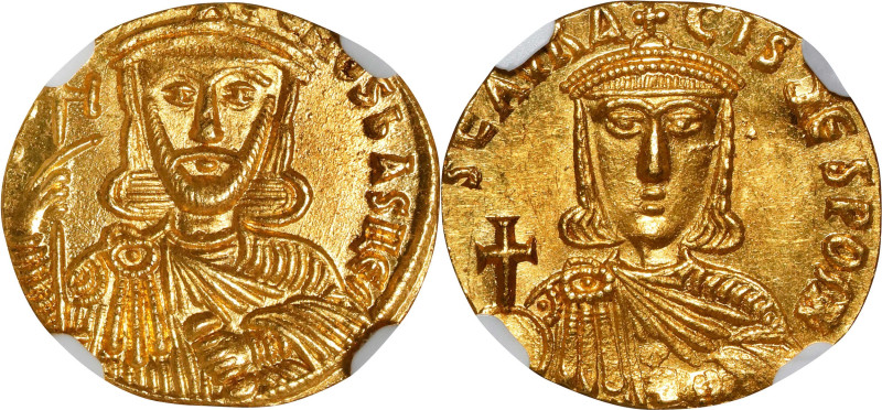 NICEPHORUS I with STAURACIUS, 802-811. AV Solidus (4.41 gms), Constantinople Min...