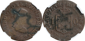 PHILIPPINES. Quarto, 1822-F C. Manila Mint. Ferdinand Vll. NGC Fine Details--Planchet Flaw.
EMO-569.2 (Plate coin); KM-9; Cal-96. Though its planchet...