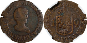 PHILIPPINES. Quarto, 1823-F. Manila Mint. Ferdinand VII. NGC F-15.
EMO-570.2 (Plate coin); KM-9; Cal-97. Variety with "C" instead of "R" after "MAN" ...