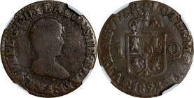 PHILIPPINES. Quarto, 1823-F. Manila Mint. Ferdinand VII. NGC F-12.
EMO-570.3 (Plate coin); KM-9; Cal-97. Emanating from the middle date of this three...