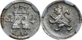 MEXICO. 1/4 Real, 1816-Mo. Mexico City Mint. Ferdinand VII. NGC MS-62.
EMO-634.1 (Plate coin); KM-62; Cal-282. Argent and exceedingly lustrous, this ...