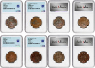 MEXICO. Quartet of Copper Tlaco Issues (4 Pieces), (1815-21)-Mo. Mexico City Mint. Ferdinand VII. All NGC Certified.
1) 2/4 Tlaco (1/4 Real), 1815-Mo...