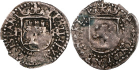 BOLIVIA. Cob 1/4 Real, ND (ca. 1574-76)-P R. Potosi Mint. Philip II. NGC AU-55.
EMO-701 (Plate coin); KM-A1; Cal-106. Weight: 0.85 gms. Assayer Alons...