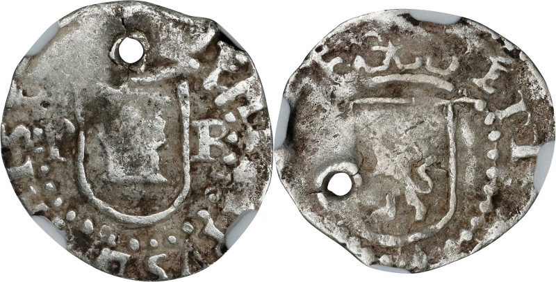 BOLIVIA. Cob 1/4 Real, ND (ca. 1578-82)-P B. Potosi Mint. Philip II. NGC VF Deta...