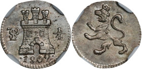 BOLIVIA. 1/4 Real, 1802-PTS. Potosi Mint. Charles IV. NGC MS-64+.
EMO-742.1 (Plate coin); KM-82; Cal-152. Surpassed by just one example graded MS-65 ...