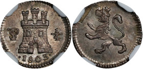 BOLIVIA. 1/4 Real, 1803-PTS. Potosi Mint. Charles IV. NGC MS-64.
EMO-743 (Plate coin); KM-82; Cal-153. A razor-sharp and nearly-Gem Cuartillo. Resoun...