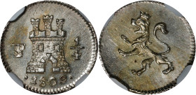 BOLIVIA. 1/4 Real, 1809-PTS. Potosi Mint. Ferdinand VII. NGC MS-63.
EMO-749.2 (Plate coin); KM-82; Cal-284. Variety with tall narrow gate on castle. ...