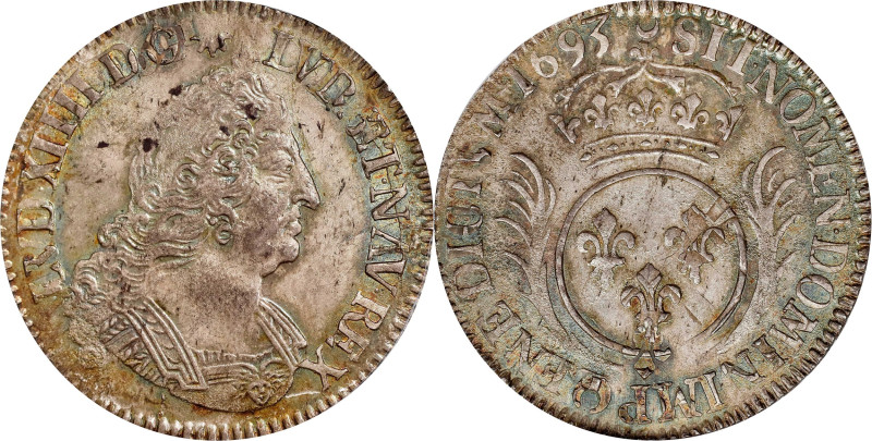 FRANCE. 1/2 Ecu, 1693-S. Reims Mint. Louis XIV. PCGS MS-63.
KM-295.18; Gad-185....