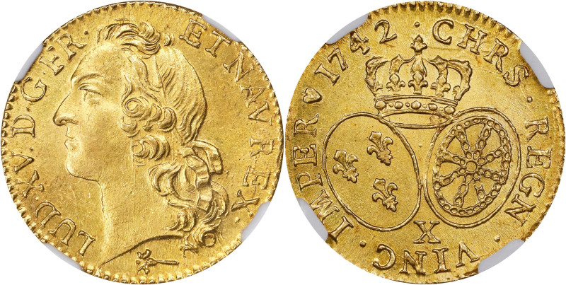 FRANCE. Louis d'Or, 1742-X. Amiens Mint. Louis XV. NGC MS-63.
Fr-463; KM-513.23...