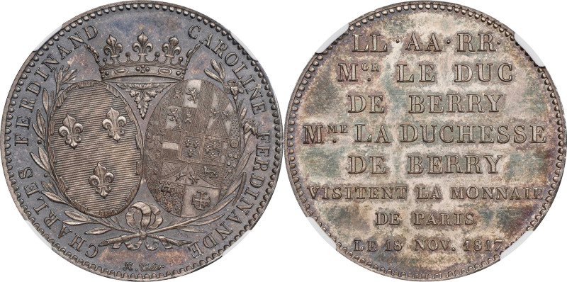 FRANCE. Royal Visit Silver Medallic 5 Francs, 1817. Paris Mint. NGC MS-63.
KM-M...