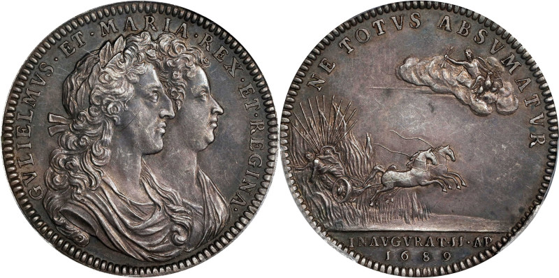 GREAT BRITAIN. Coronation of William III & Mary II Silver Medal, 1689. PCGS MS-6...