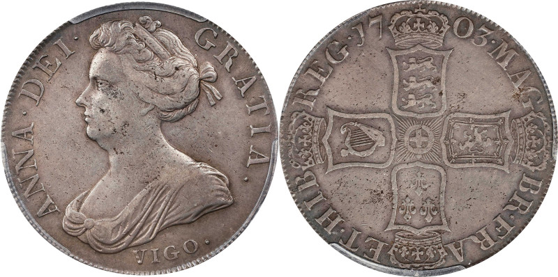 GREAT BRITAIN. Crown, 1703. London Mint. Anne. PCGS EF-40.
S-3576; KM-519.1. "V...