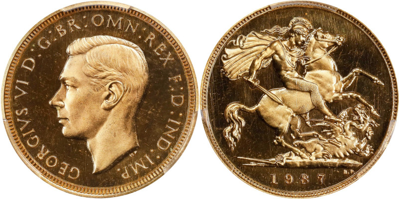 GREAT BRITAIN. 1/2 Sovereign, 1937. London Mint. George VI. PCGS PROOF-65 Cameo....