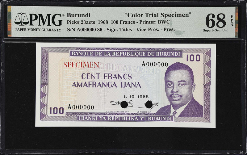 BURUNDI. Banque de la Republique du Burundi. 10, 20, 100 & 500 Francs, 1968-93. ...