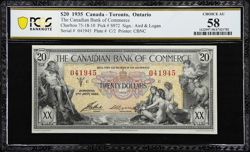 CANADA. Canadian Bank of Commerce. 20 Dollars, 1935. CH# 75-18-10. PCGS Banknote...