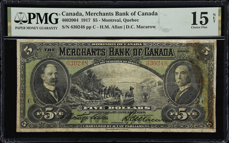 CANADA. Merchants Bank of Canada. 5 Dollars, 1917. CH# 460-20-04. PMG Choice Fin...