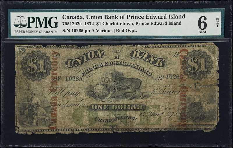 CANADA. Union Bank of Prince Edward Island. 1 Dollar, 1872. CH# 755-12-02a. PMG ...