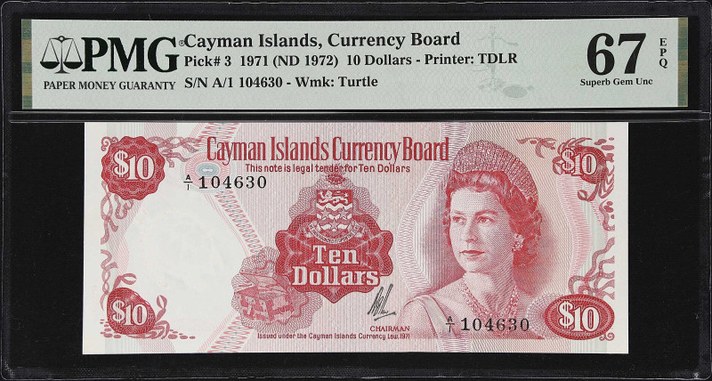 CAYMAN ISLANDS. Cayman Islands Currency Board. 10 Dollars, 1971 (ND 1972). P-3. ...