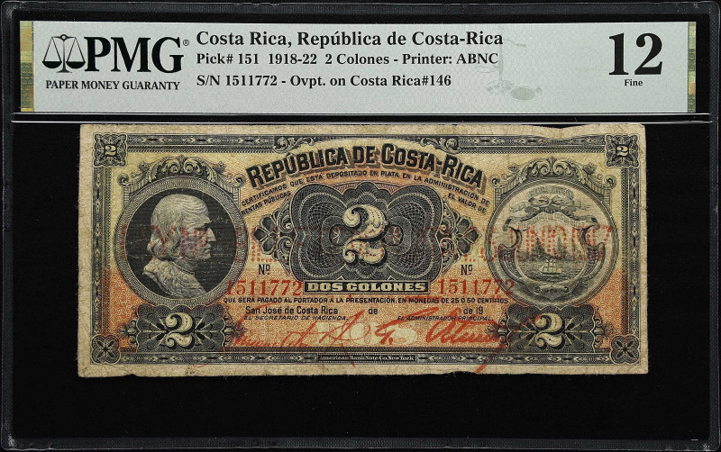 COSTA RICA. Republica de Costa Rica. 2 Colones, 19xx. P-151. PMG Fine 12.
An ex...