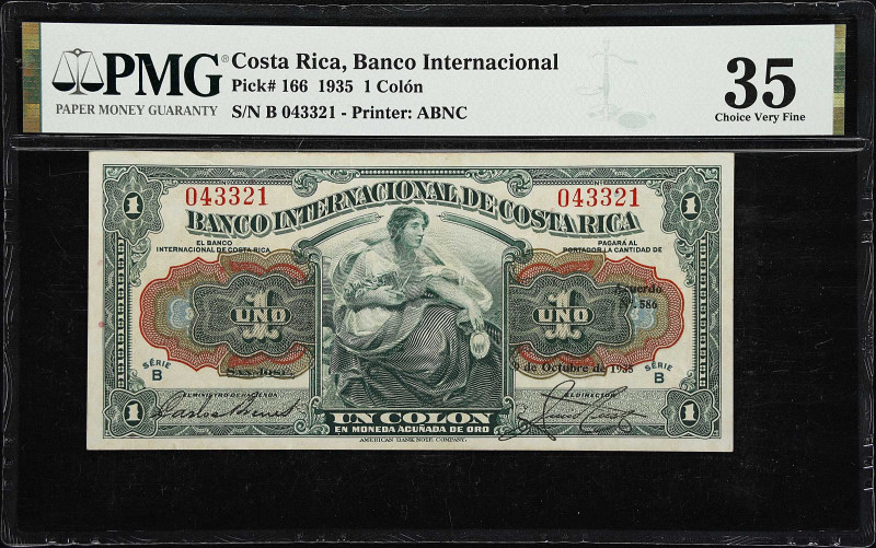 COSTA RICA. Banco Internacional de Costa Rica. 1 Colon, 1935. P-166. PMG Choice ...