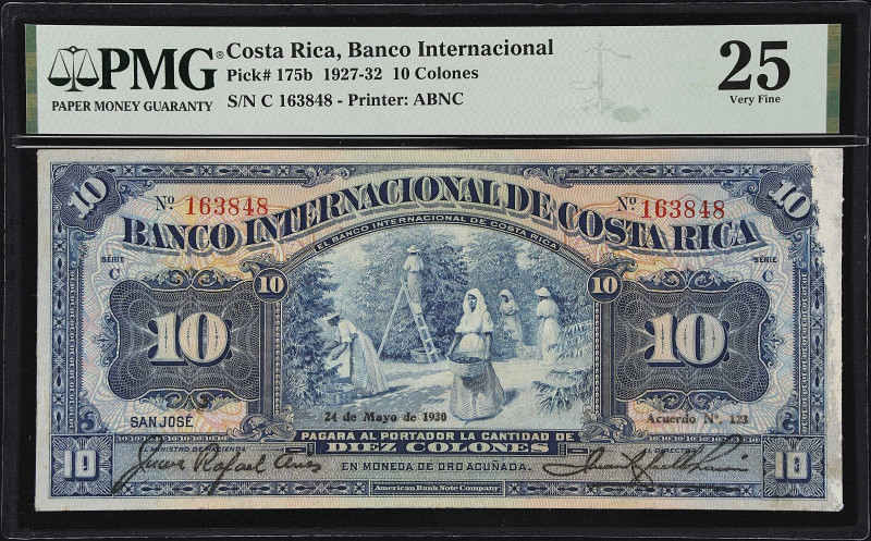 COSTA RICA. Banco Internacional de Costa Rica. 10 Colones, 1930. P-175b. PMG Ver...