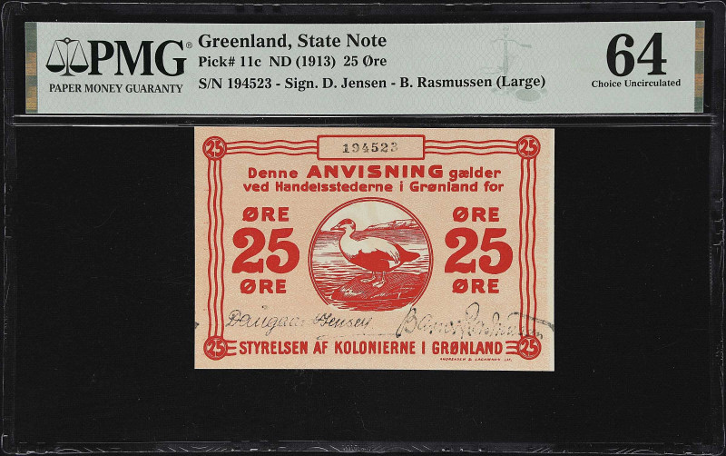 GREENLAND. Styrelsen af Kolonierne i Gronland. 25 Ore, ND (1913). P-11c. PMG Cho...