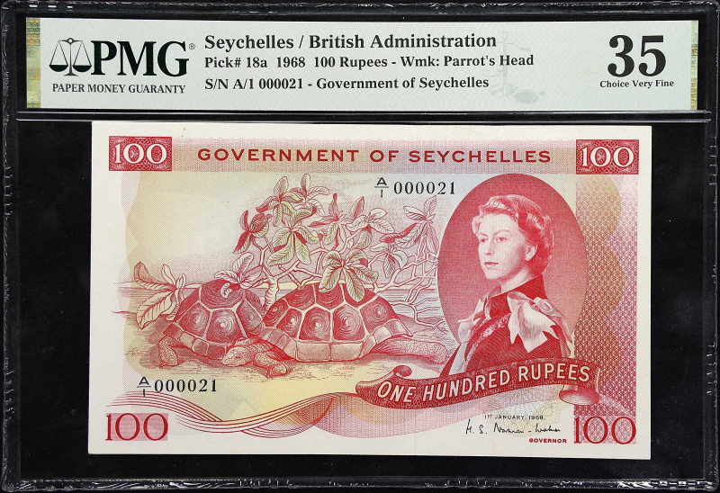 SEYCHELLES. British Administration. 100 Rupees, 1968. P-18a. PMG Choice Very Fin...