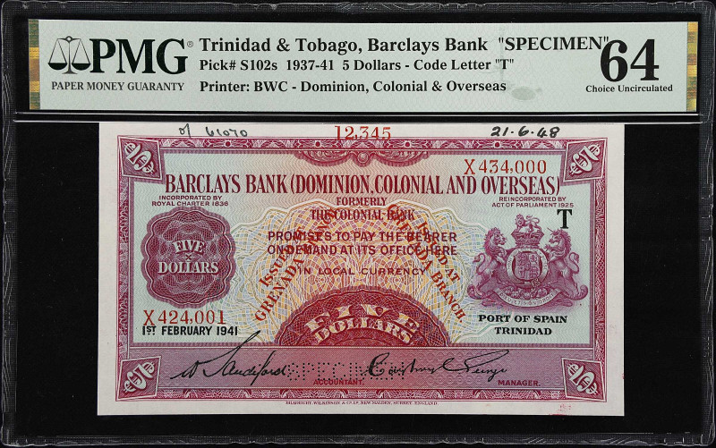 TRINIDAD & TOBAGO. Barclays Bank (Dominion, Colonial and Overseas). 5 Dollars, 1...