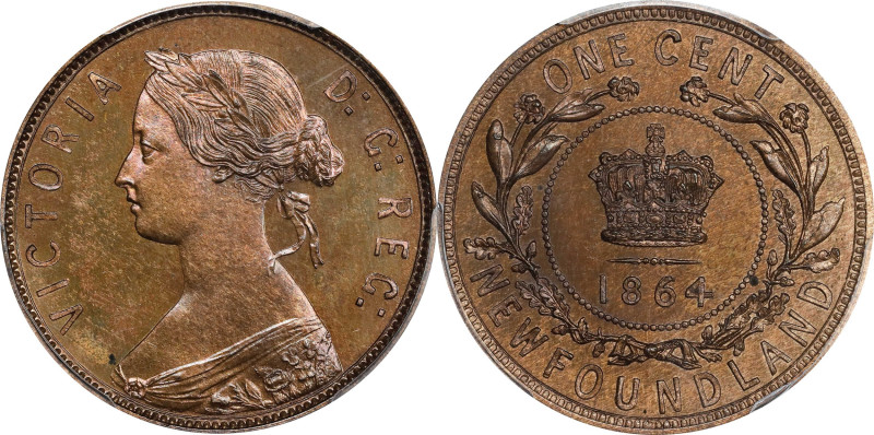 CANADA. Newfoundland. Bronze Cent Pattern, 1864. London Mint. Victoria. PCGS SPE...