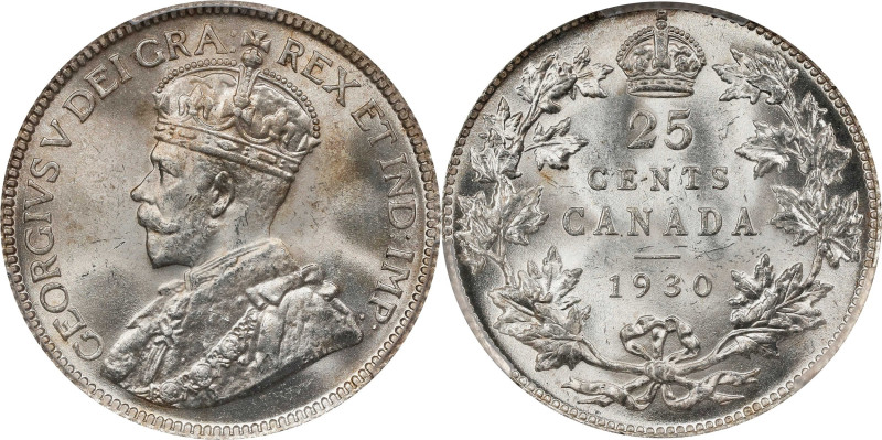 CANADA. 25 Cents, 1930. Ottawa Mint. George V. PCGS MS-65.
KM-24a. A dazzling a...