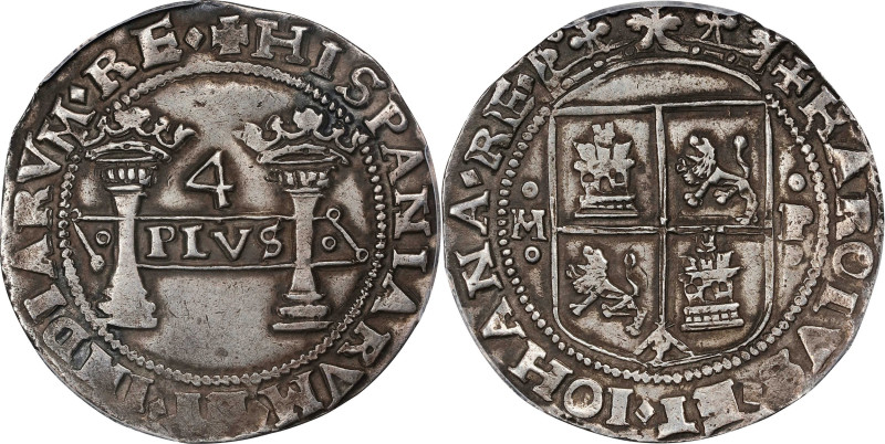 MEXICO. 4 Reales, ND (1541-42)-M P. Mexico City Mint. Carlos and Johanna. PCGS G...