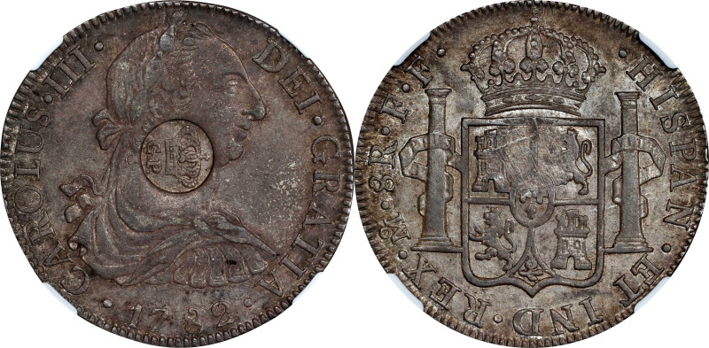 AZORES. Azores - Mexico. 1200 Reis, ND (1887). Luis I. NGC AU-55; Countermark: U...