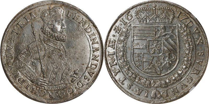 AUSTRIA. Holy Roman Empire. Reichstaler, 1617. Graz Mint. Ferdinand II. NGC MS-6...