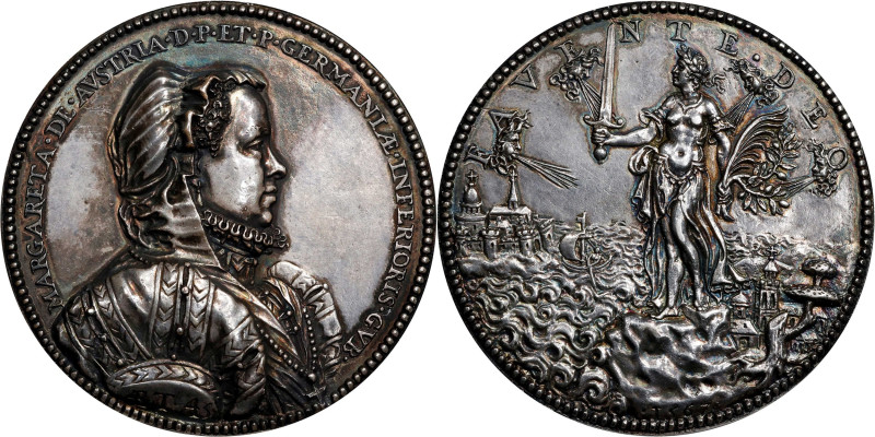 AUSTRIAN NETHERLANDS. Margaret of Austria Silver Medal Electrotype, ND (ca. 18th...