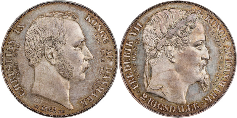 DENMARK. 2 Rigsdaler, 1863 HC-FK. Copenhagen Mint. Christian IX. PCGS PROOF-65....