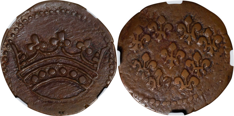 INDIA. French India. Pondicherry. 1/2 Fanon, ND (1723). Pondicherry Mint. NGC AU...